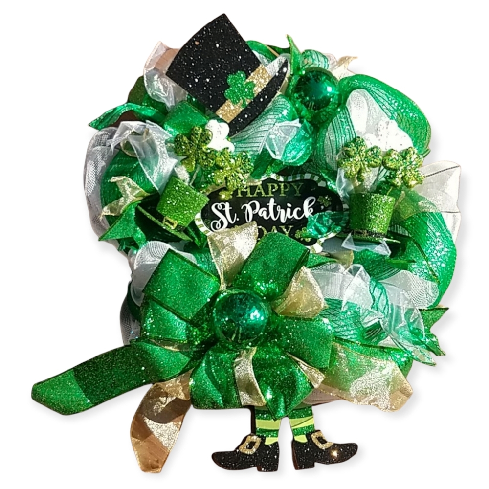 BEAUTIFUL ST. PATTY'S DAY LEPRECHAUN WREATH